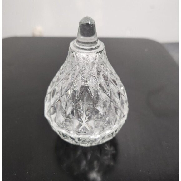 VTG Romania Pear Shaped Clear Cut Glass Triangle Design Trinket Box Ring Holder - Picture 1 of 8